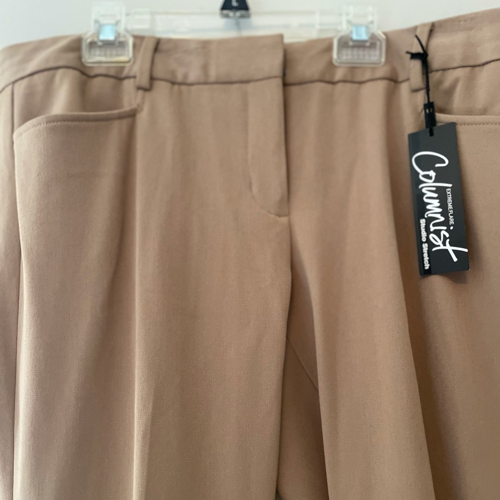 Express Columnist  Extreme flare tan pants 12/L